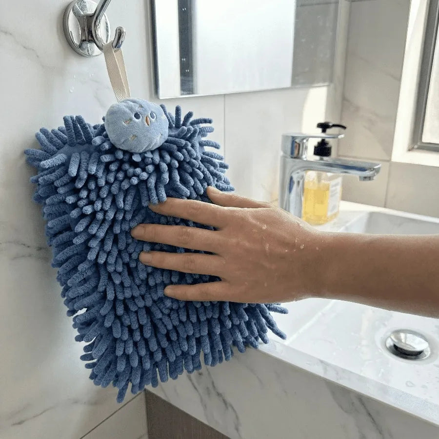 Cute Chenille Hanging Hand Towel – Super Absorbent Quick-Dry Bathroom & Kitchen