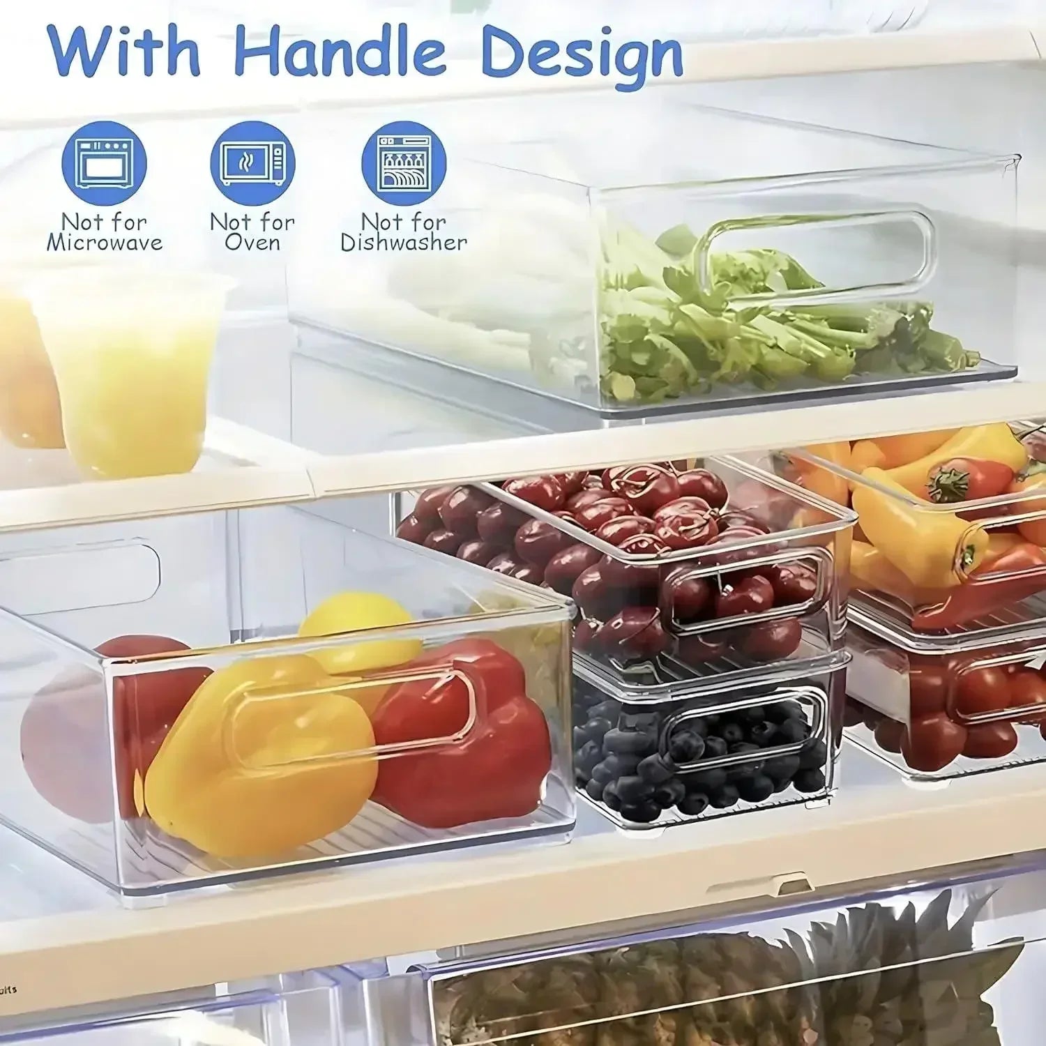 6-Pack Refrigerator Organizer Bins – Stackable Clear Pantry & Fridge Storage Containers