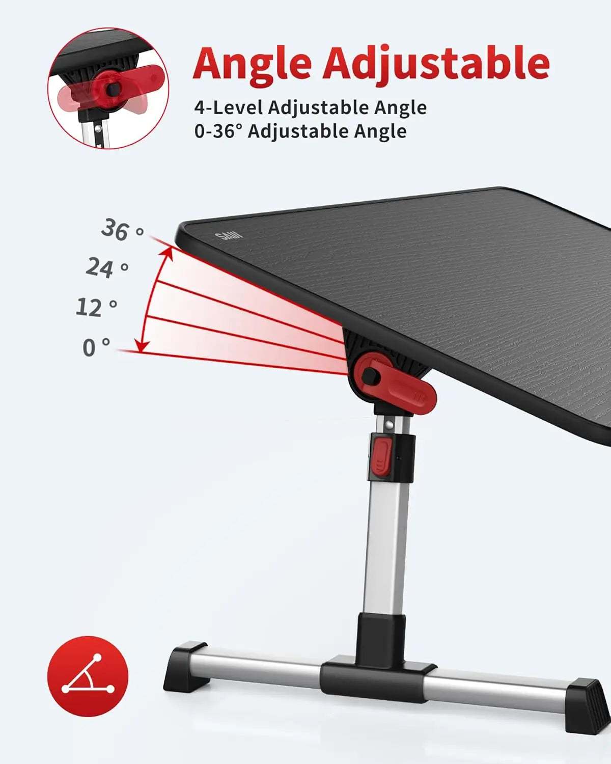 View of Adjustable Laptop Stand Desk with Foldable Legs – Portable Bed