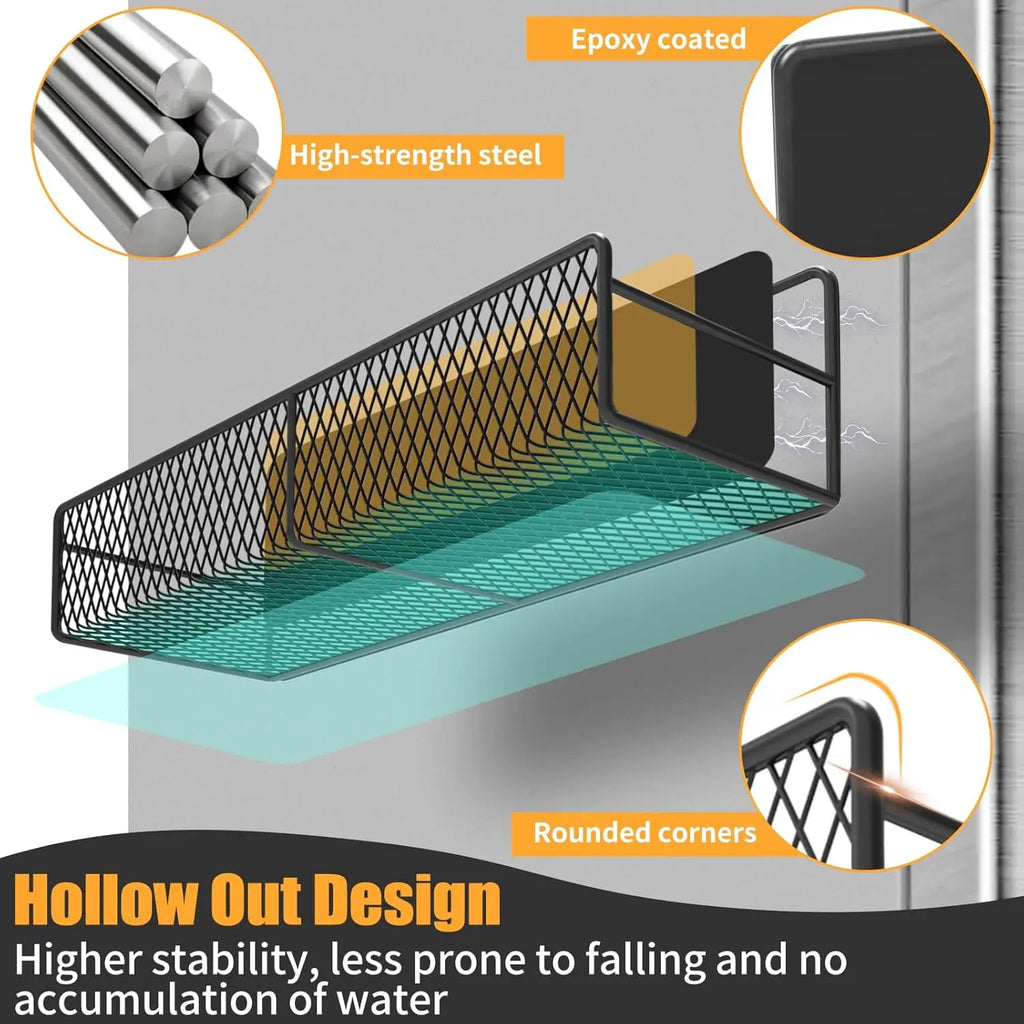 7-Piece Magnetic Spice Rack for Refrigerator – Metal Storage Shelves with Hooks