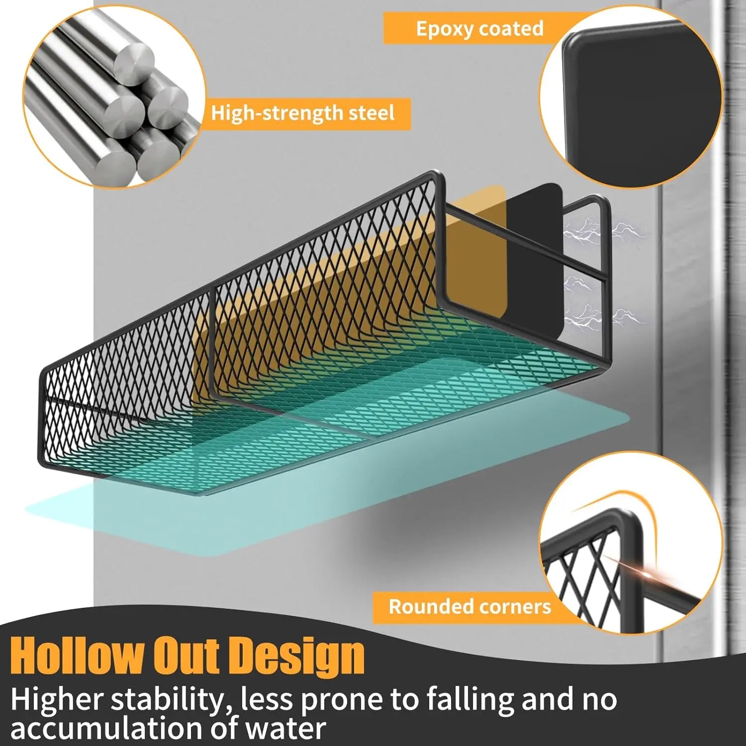 7-Piece Magnetic Spice Rack for Refrigerator – Metal Storage Shelves with Hooks