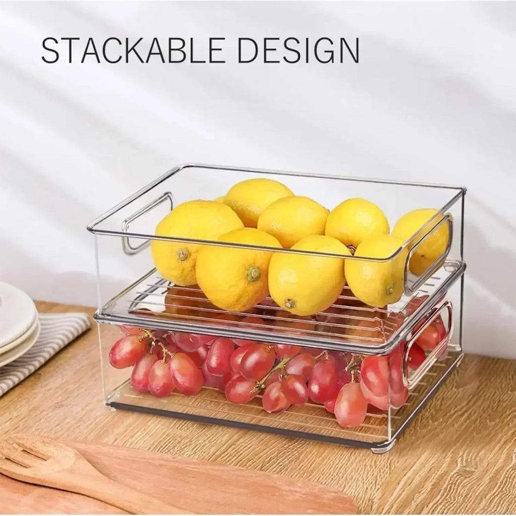 6-Pack Refrigerator/Pantry Organizer Bins – Stackable Clear Pantry & Fridge Storage Containers