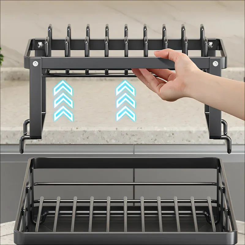 Stainless Steel Dish Drying Rack with Drainboard – Kitchen Counter Dish Organizer