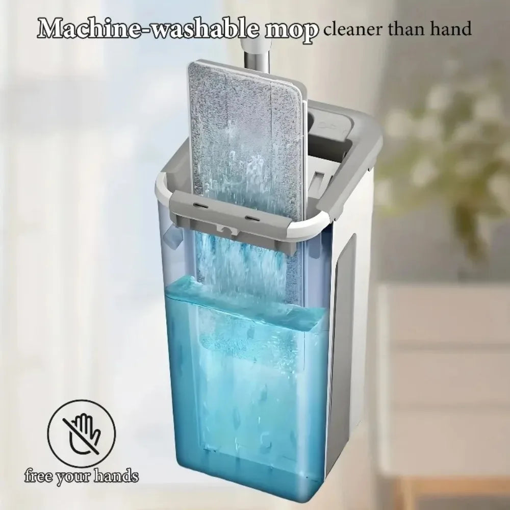 Hands-Free Spin Mop and Bucket Set – 360° Swivel Flat Mop with