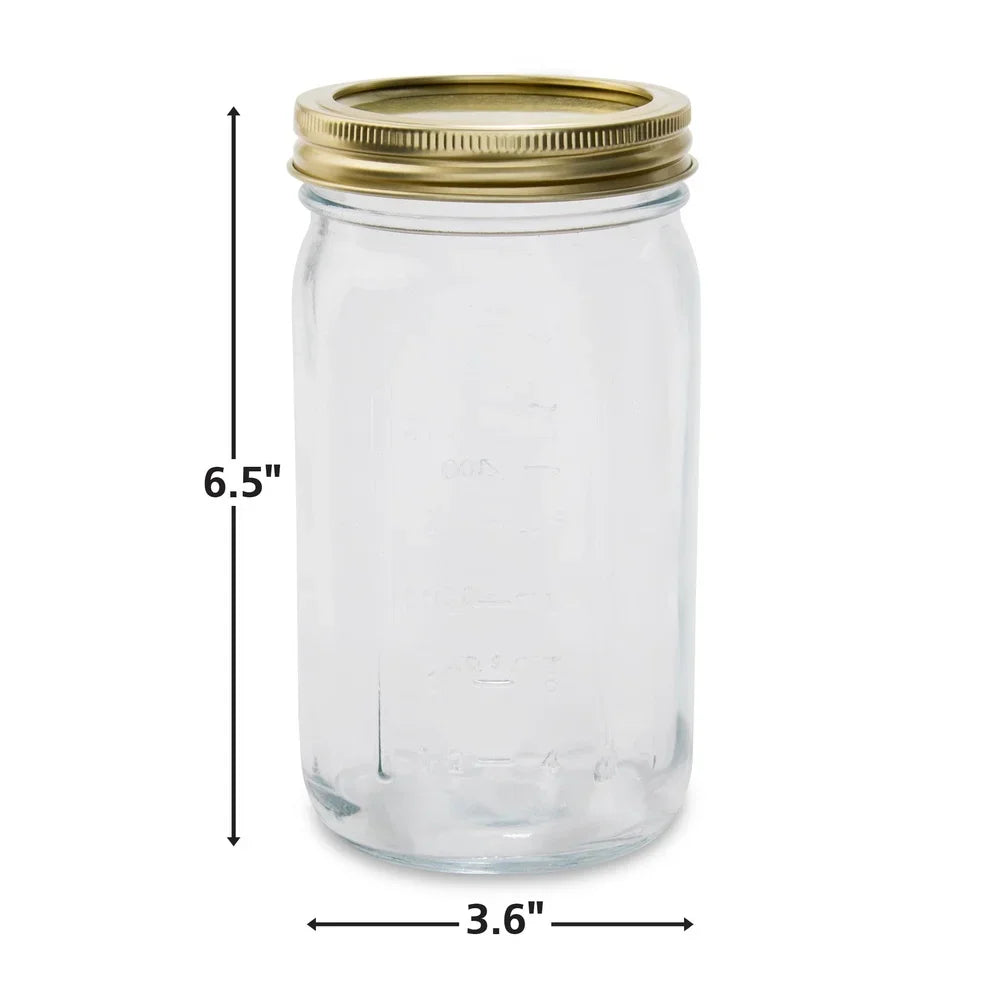 32oz Wide Mouth Glass Canning Jars – Airtight Mason Jars Set of