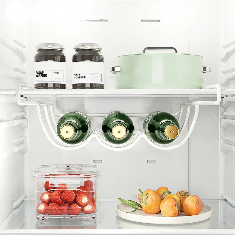 Under-Shelf Refrigerator/Cabinet Bottle Organizer – Fridge Wine & Beer Bottle Storage Rack