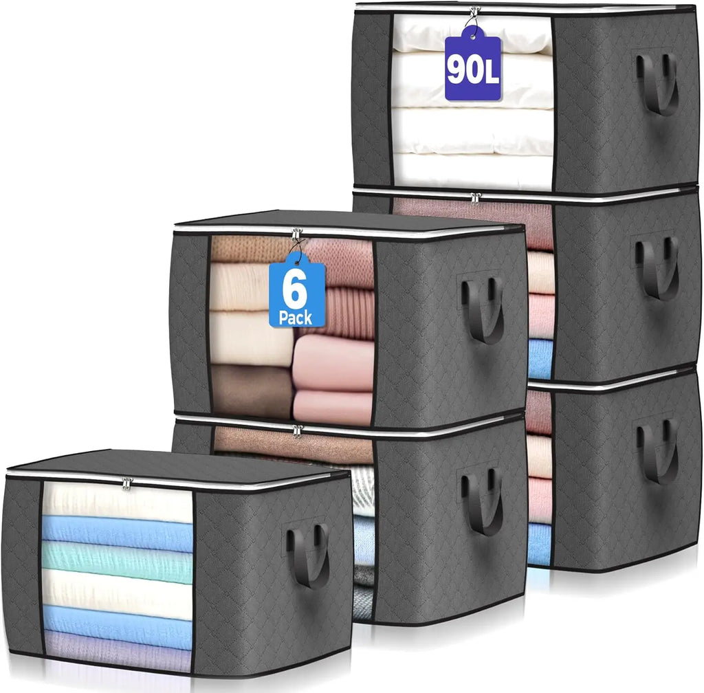 6 pack set- Large Storage Bags – 6 Pack Foldable Closet Organizers