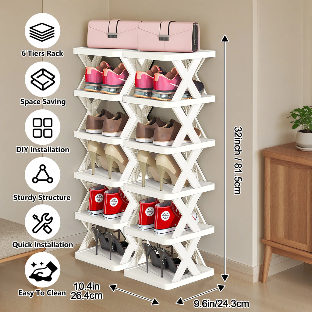 Tier Vertical Shoe Rack – Space-Saving Stackable Shoe Storage Organizer product image