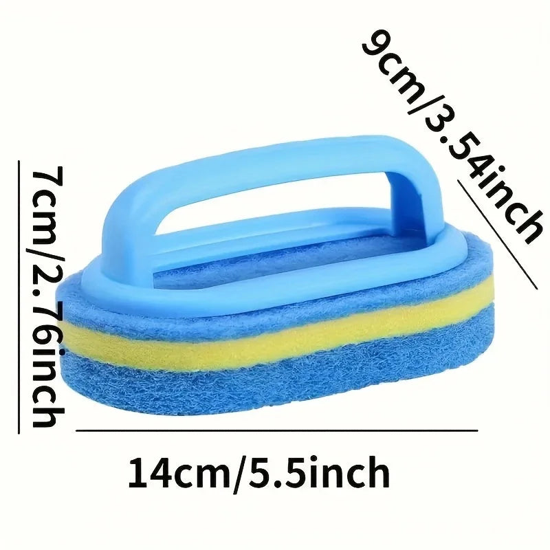 Tile Sponge Cleaning Brush – Microfiber Scrub Brush with Built-In Handle