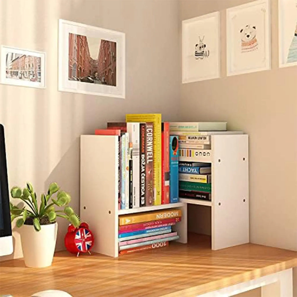 Adjustable Wooden Desktop Shelf Organizer – Office Desk Storage Rack product image