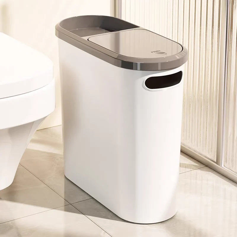Slim Bathroom Trash Can with Lid – Modern Space-Saving Waste Bin product