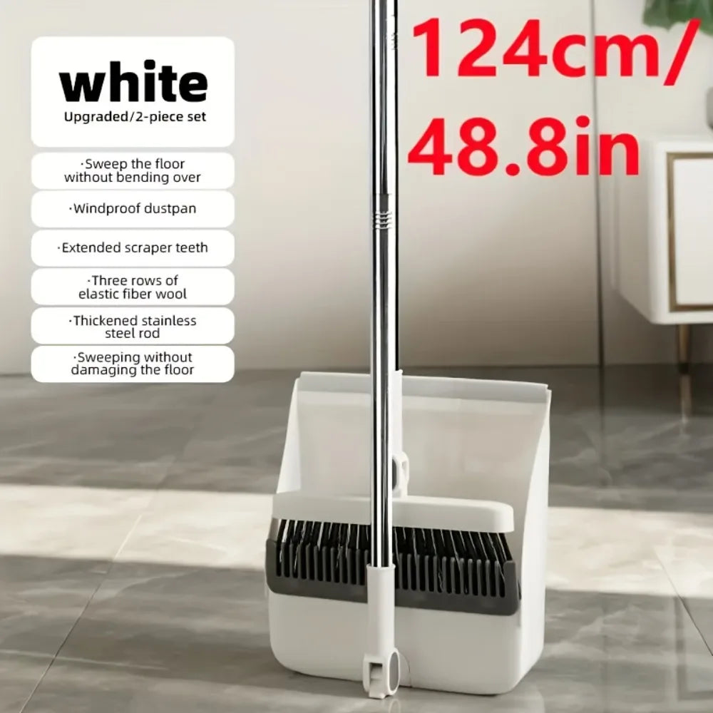 View of 2-Piece Broom and Dustpan Set – Long Handle Household Sweeping
