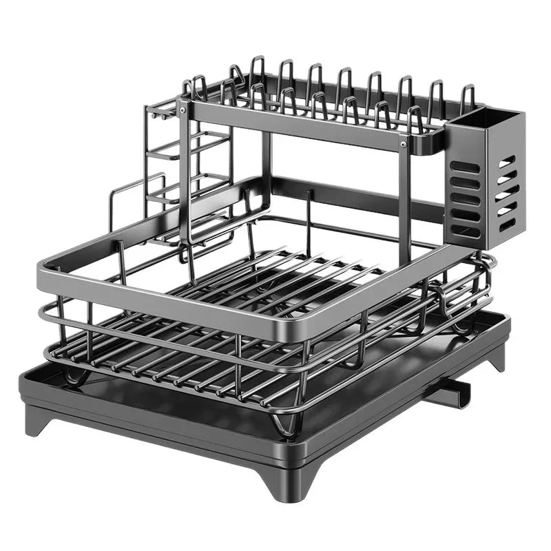 Stainless Steel Dish Drying Rack with Drainboard – Kitchen Counter Dish Organizer