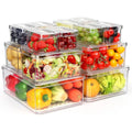 View of 10-Pack Refrigerator Organizer Bins with Lids – Stackable Clear Fridge