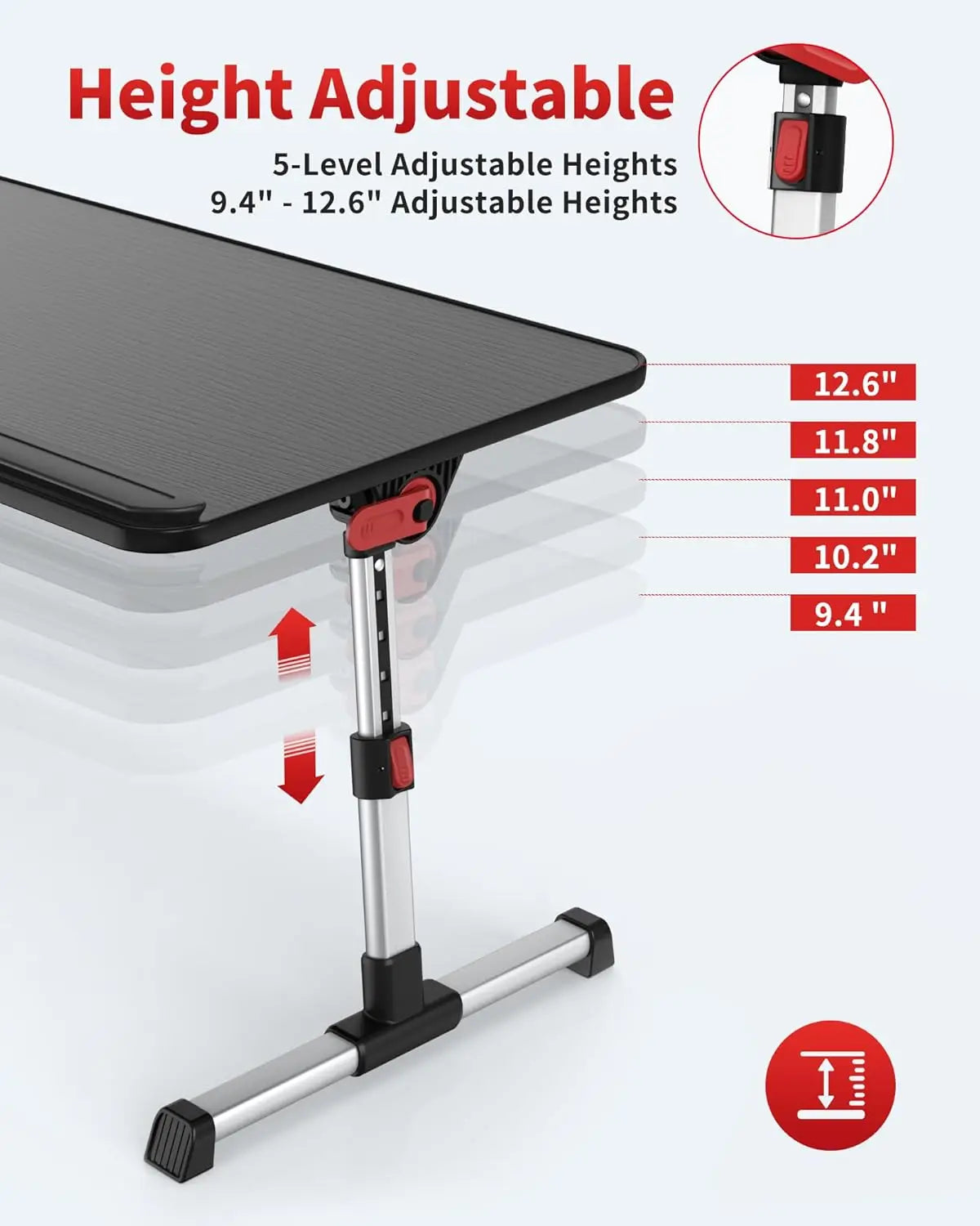 Adjustable Laptop Stand Desk with Foldable Legs – Portable Bed & Sofa