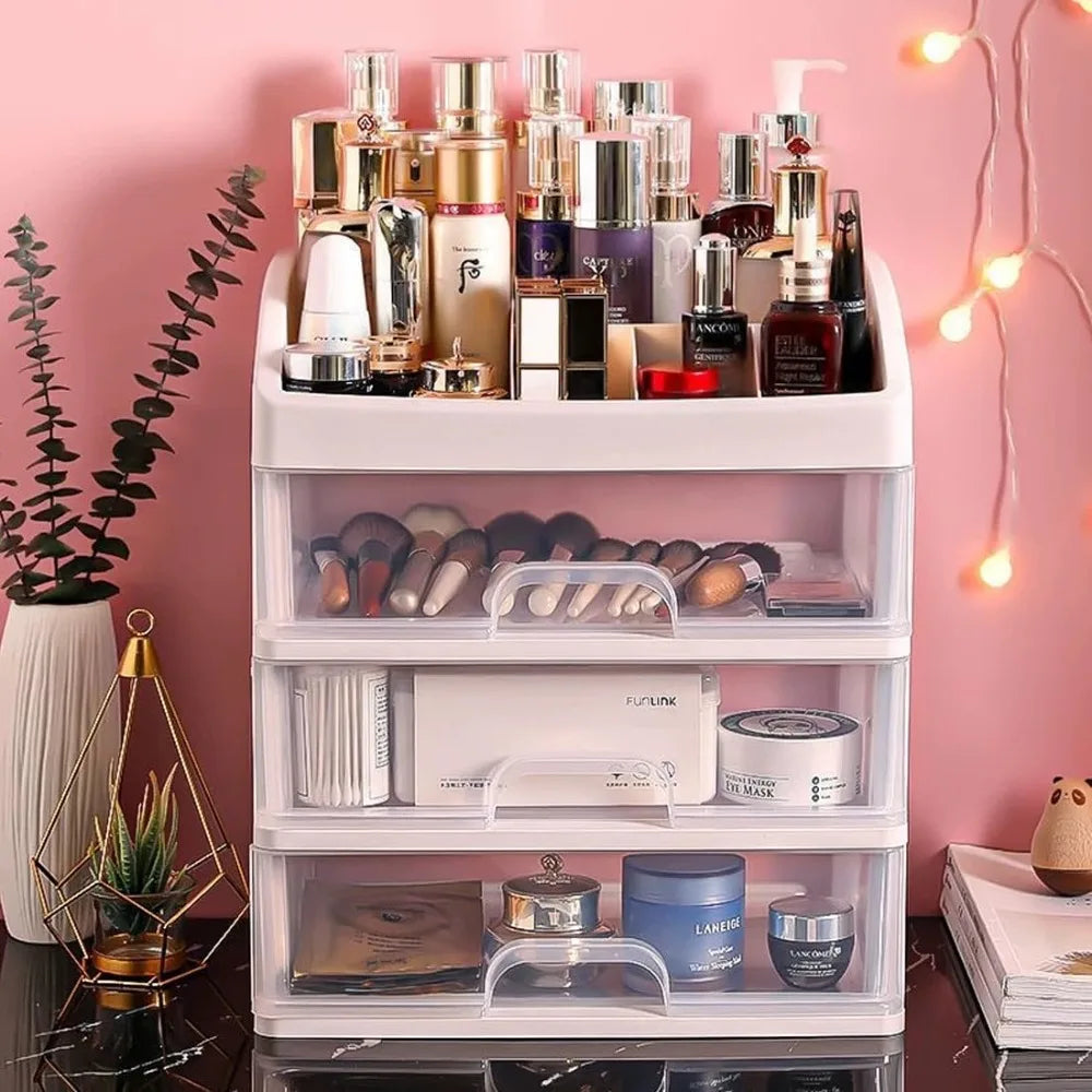 Multi-Layer Makeup Organizer with Drawers – Desktop Cosmetic Storage Box product image