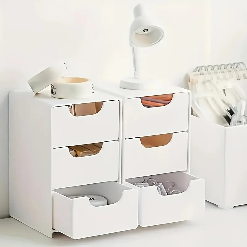 View of 3-Tier Desk Organizer with Drawers – Cosmetic & Office Storage