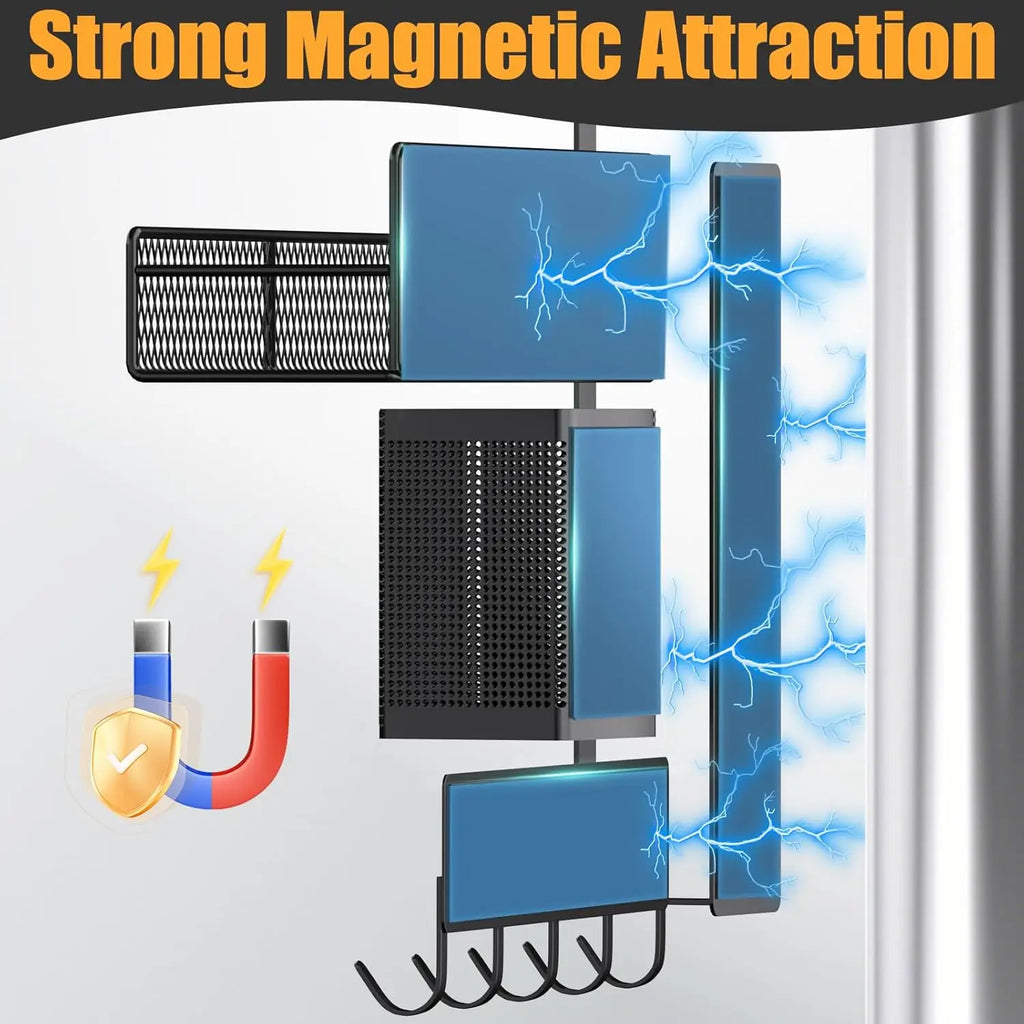 View of 7-Piece Magnetic Spice Rack for Refrigerator – Metal Storage Shelves