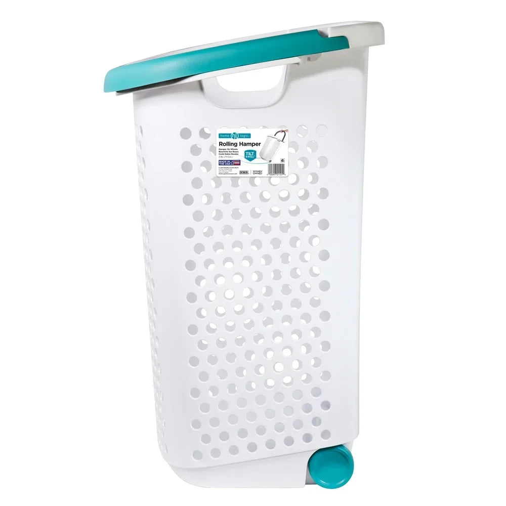 View of Rolling Laundry Hamper with Wheels – 2 Bushel Plastic Laundry