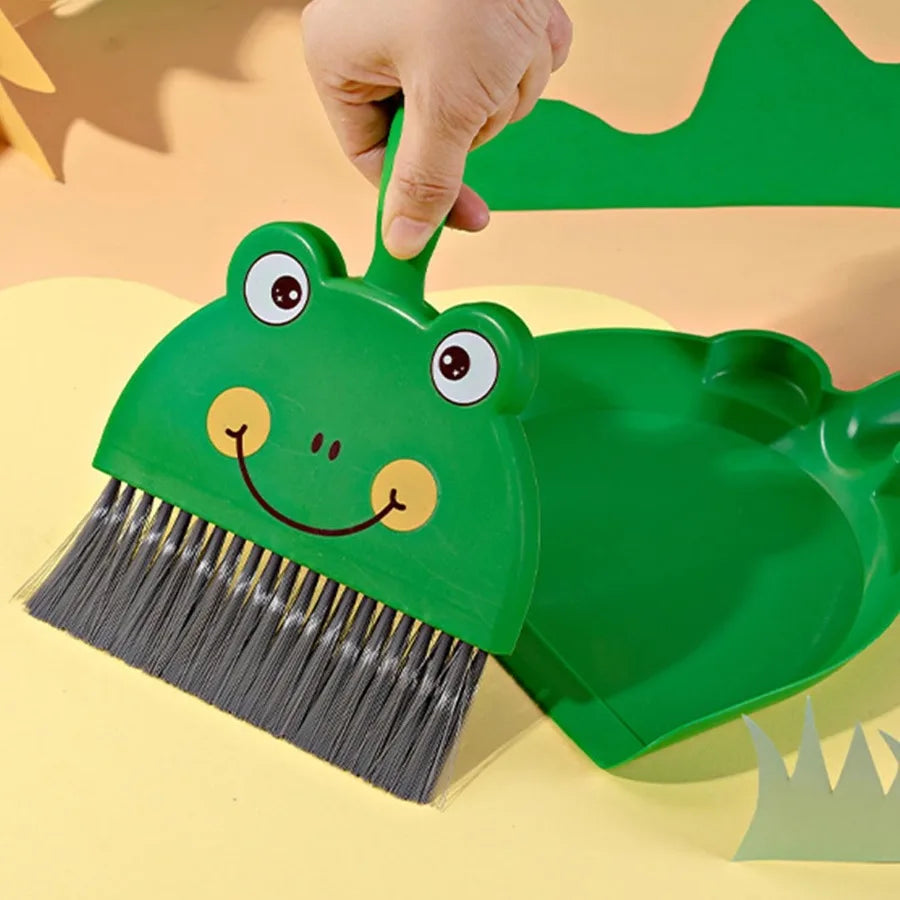 Cartoon Mini Broom & Dustpan Set – Cute Handheld Desktop Cleaning Brush