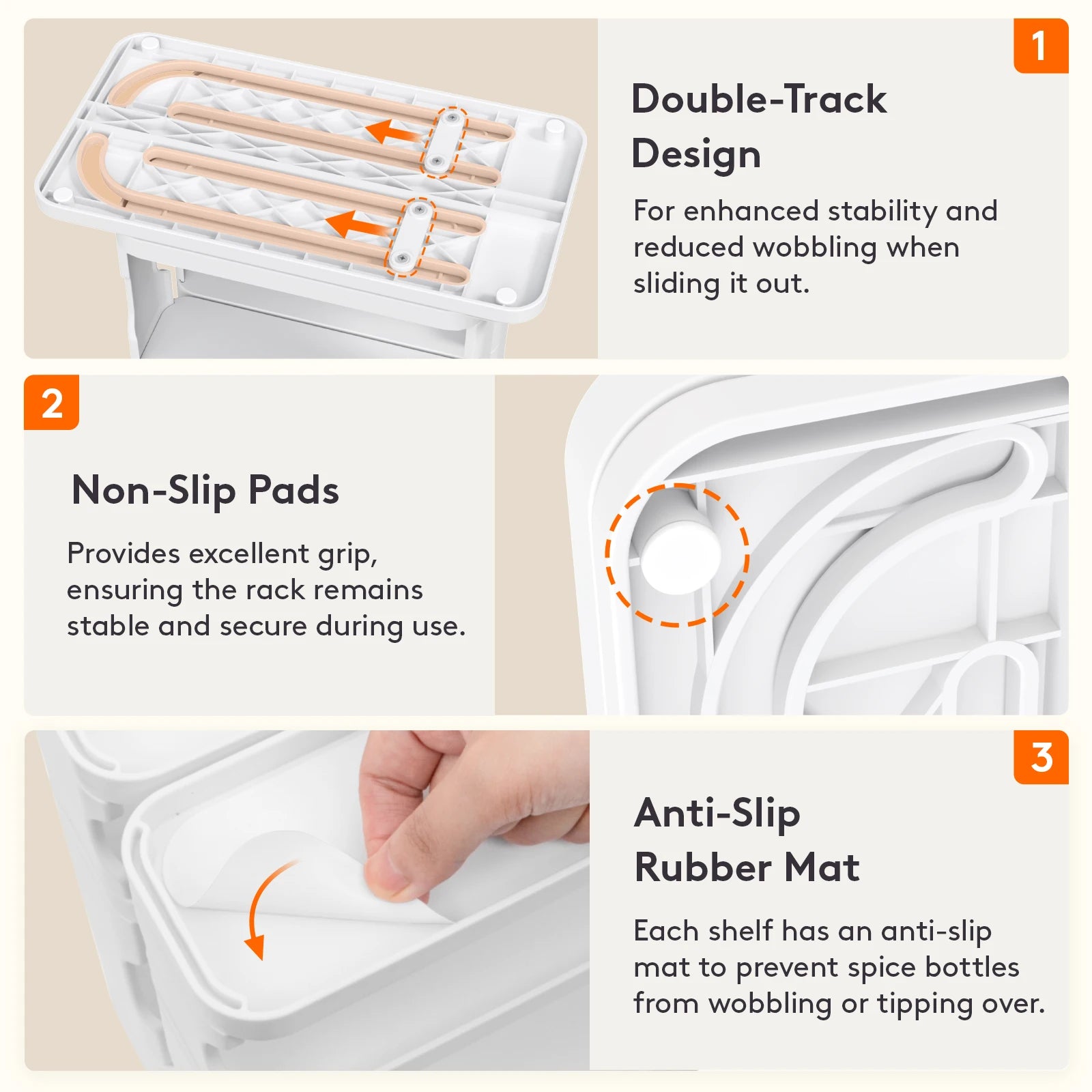 Pull-Out Rotating Spice Rack Organizer for Cabinet – Adjustable 3-Tier Kitchen Spice