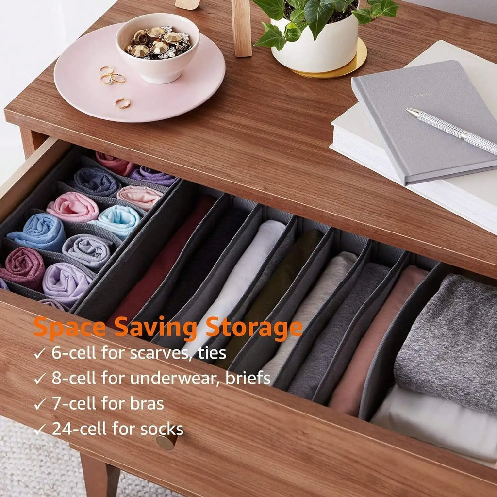 4-Pack Foldable Drawer Organizer Set – Fabric Closet Divider for Clothes &
