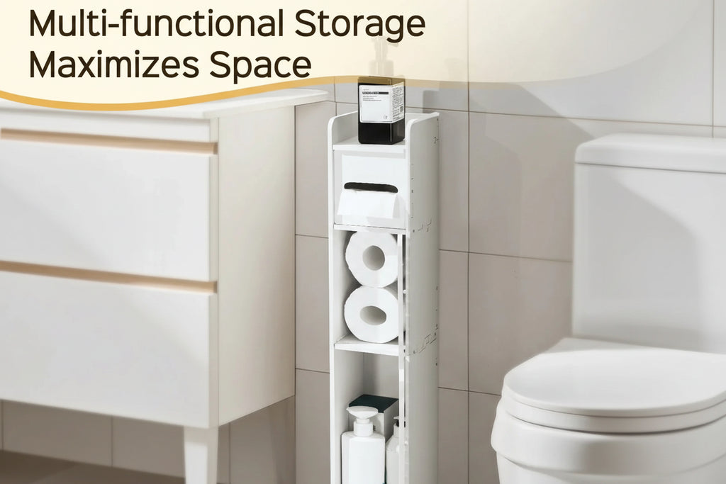 Slim 3-Tier Bathroom Storage Cabinet – Space-Saving Toilet Paper & Organizer Shelf