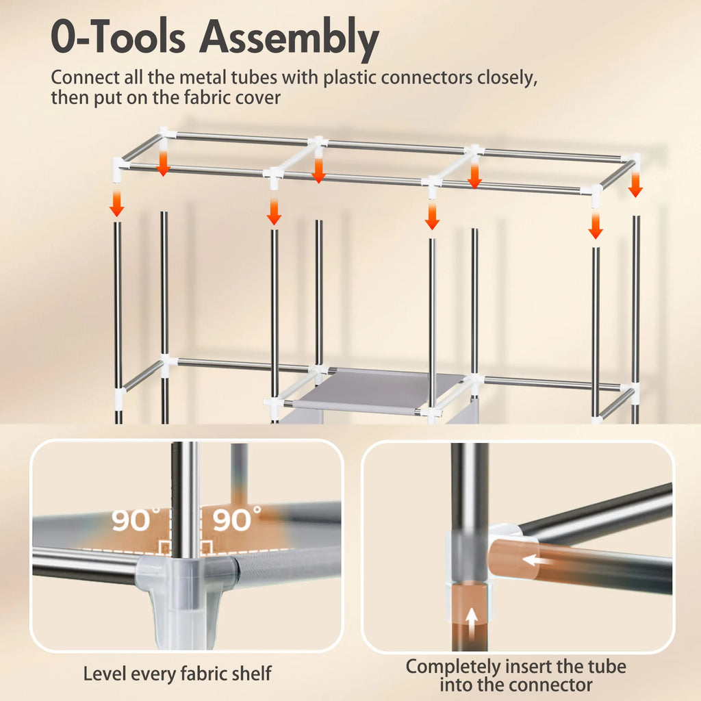 Portable Wardrobe Closet – Large Capacity Clothes Storage Organizer with Shelves