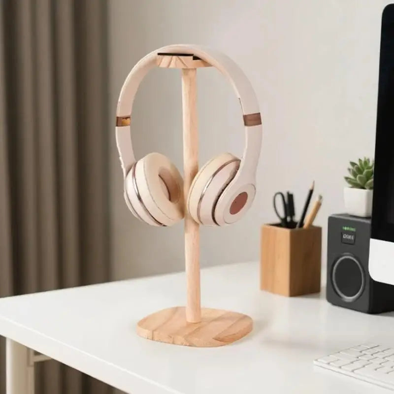 1 or 2 | PieceWooden Headphone Stand with Base – Detachable Multi-Function Headset Hanger & Storage Rack