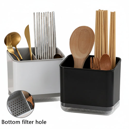 Double Layer Utensil Holder – Detachable Chopsticks & Cutlery Organizer with Drain