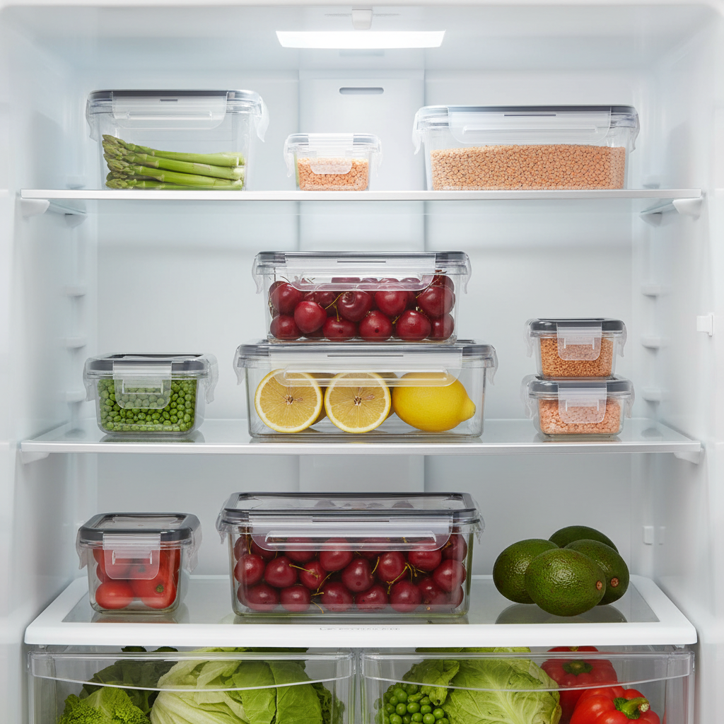 4-Piece Airtight Food Storage Container Set – Snap Lid Plastic Containers for Pantry & Kitchen | Leakproof | 4 Containers + 4 Lids