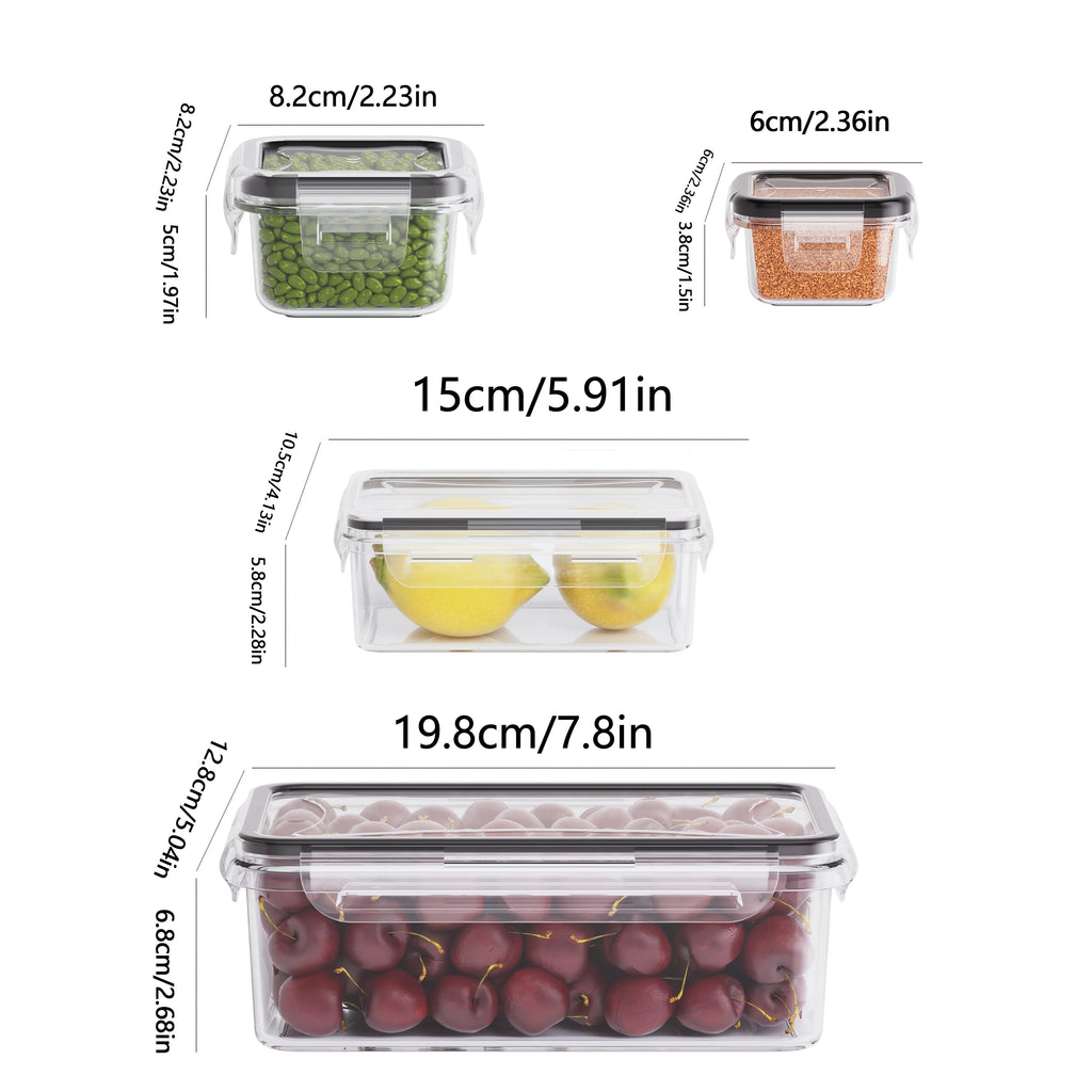 4-Piece Airtight Food Storage Container Set – Snap Lid Plastic Containers for Pantry & Kitchen | Leakproof | 4 Containers + 4 Lids