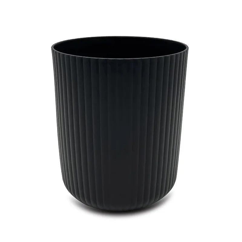 Ribbed Wastebasket – 1.64 Gallon Compact Trash Can for Bathroom | Black