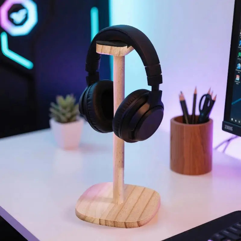 1 or 2 | PieceWooden Headphone Stand with Base – Detachable Multi-Function Headset Hanger & Storage Rack