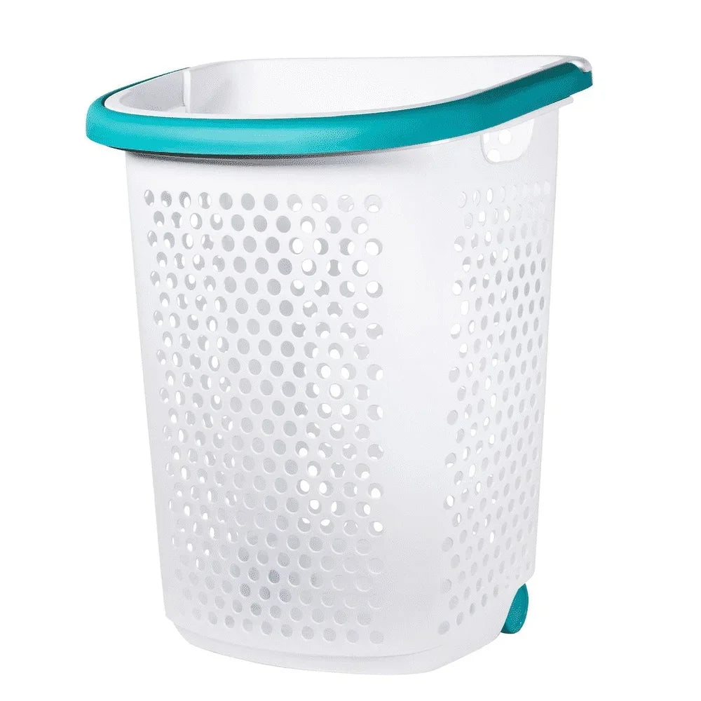 Rolling Laundry Hamper with Wheels – 2 Bushel Plastic Laundry Basket