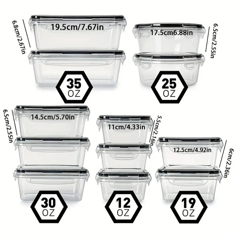 12-Piece Airtight Food Storage Containers Set – BPA-Free Microwave Safe Lunch Boxes
