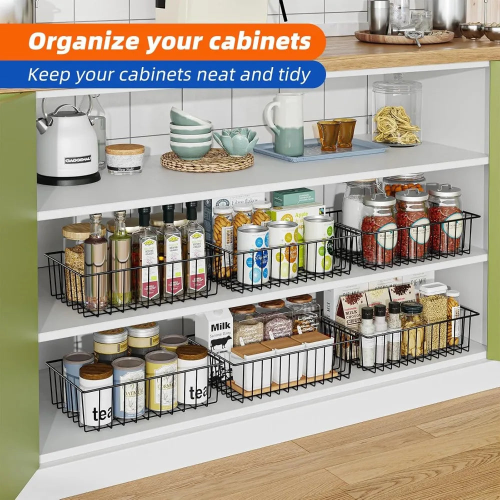 12-Pack Wire Storage Baskets – Extra Large Pantry & Cabinet Organization Bins