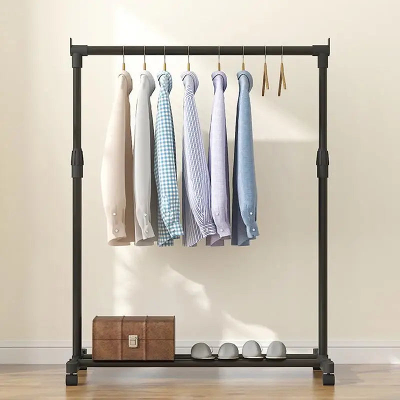 Standing Clothes Hanger Rack – Adjustable Rolling Garment Rack with Bottom Shelf