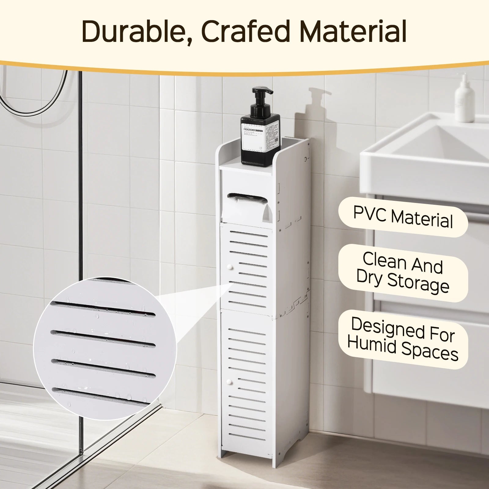 Slim 3-Tier Bathroom Storage Cabinet – Space-Saving Toilet Paper & Organizer Shelf