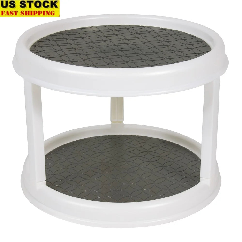 2-Tier Rotating Turntable Organizer – Non-Slip 360° Lazy Susan for Kitchen, Pantry