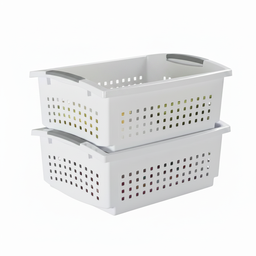 3 Pack Stackable Storage Bin – Open Basket Organizer with Handles