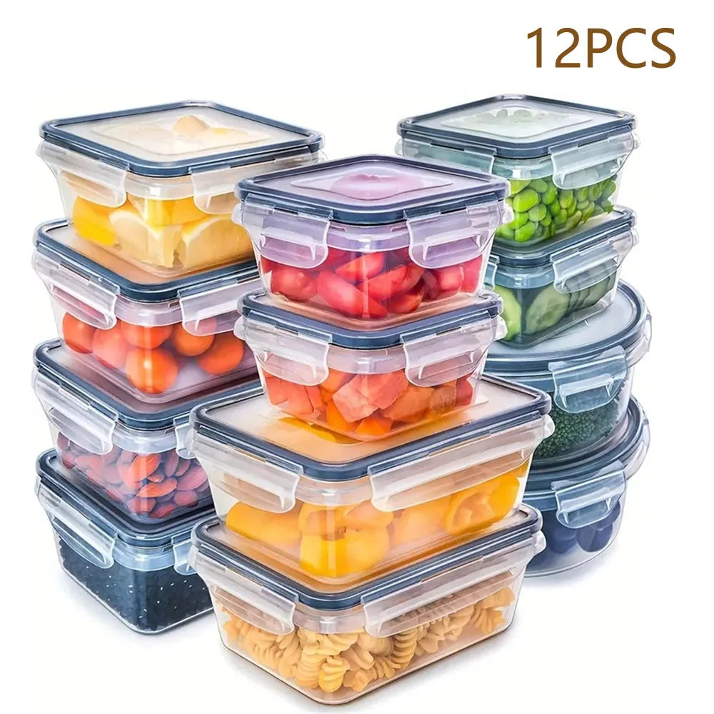 12-Piece Airtight Food Storage Containers Set – BPA-Free Microwave Safe Lunch Boxes