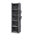 Hanging Closet Organizer with hooks – 5-Tier Foldable Wardrobe Storage Shelf | Grey