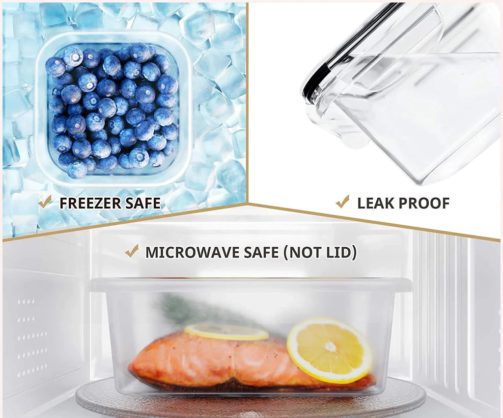 4-Piece Airtight Food Storage Container Set – Snap Lid Plastic Containers for Pantry & Kitchen | Leakproof | 4 Containers + 4 Lids