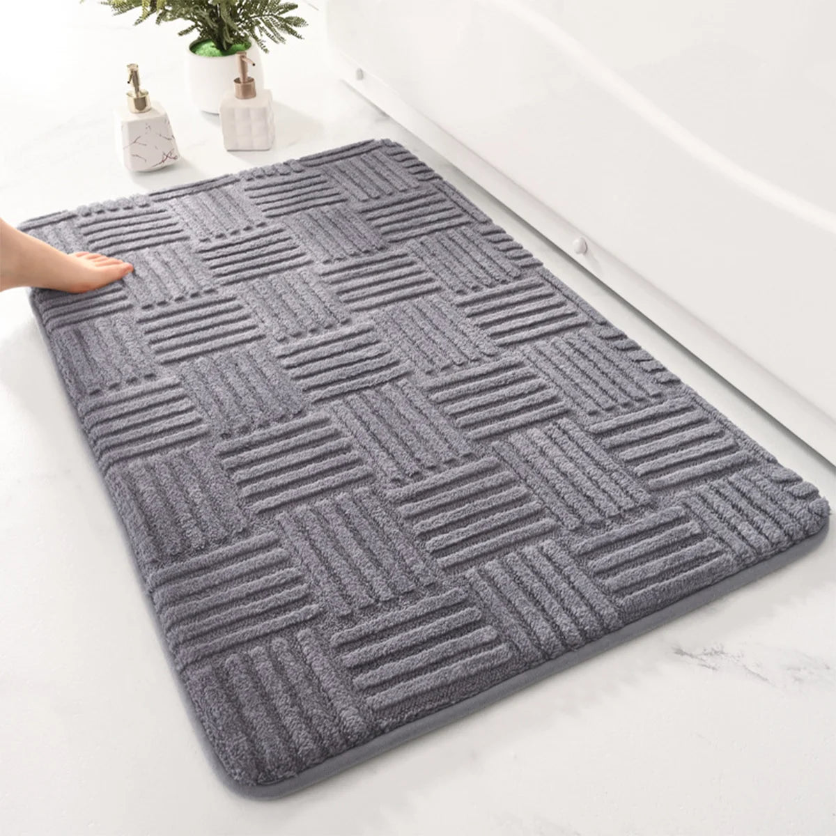 Ultra Absorbent Bathroom Floor Mat – Non-Slip Thick Soft Bath Rug