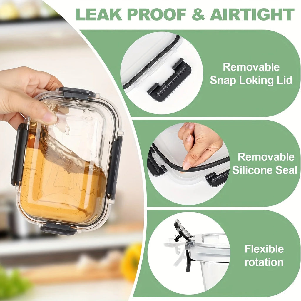 12-Piece Glass Food Storage Containers with Lids – Airtight Meal Prep &