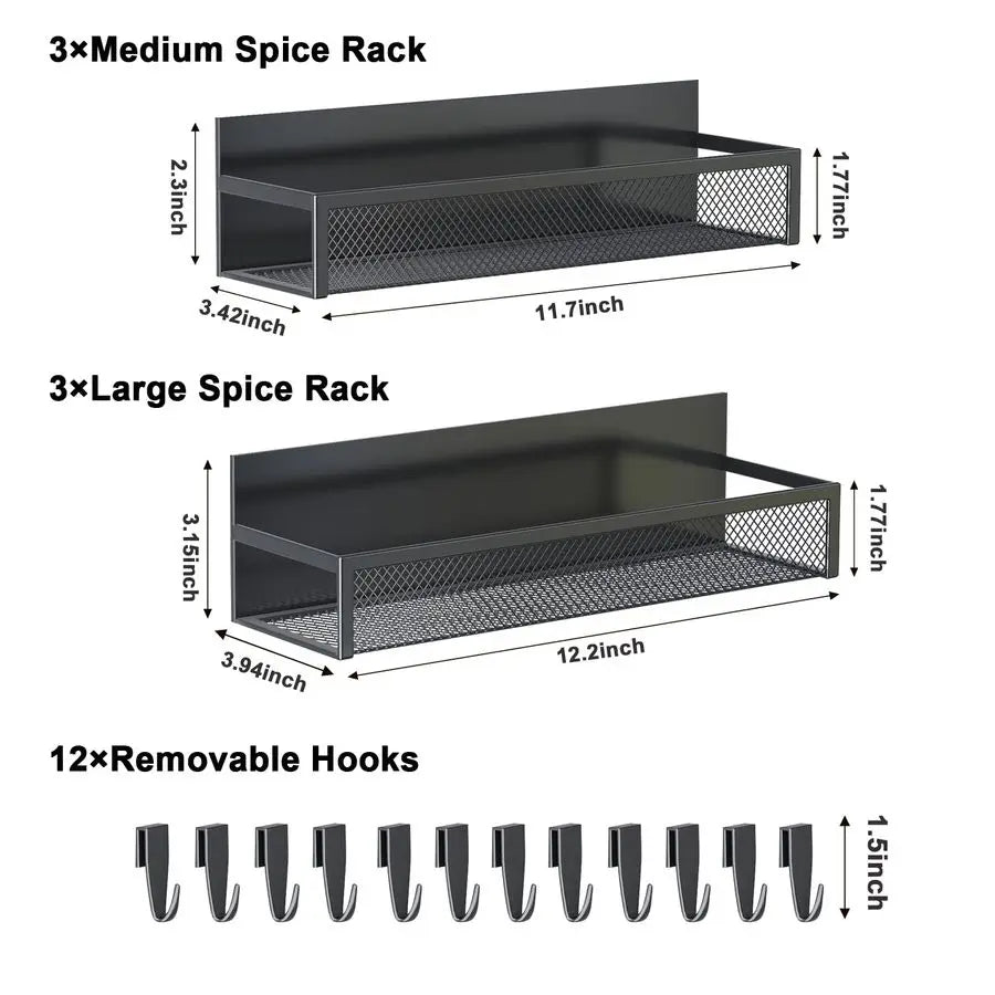 6-Pack Magnetic Spice Rack Organizer – Strong Metal Fridge Storage Shelves product