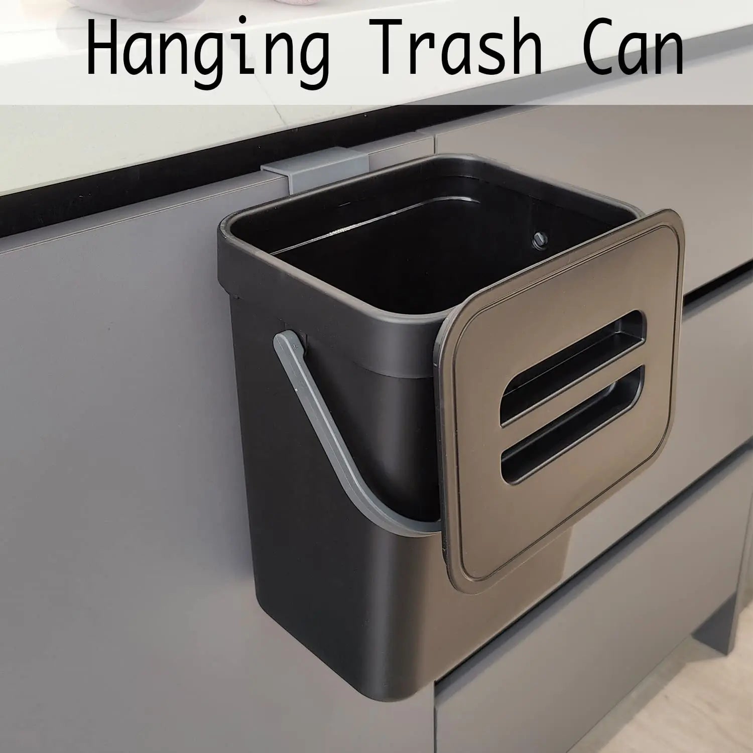 View of Small Hanging Kitchen Trash Can with Lid – Under Sink