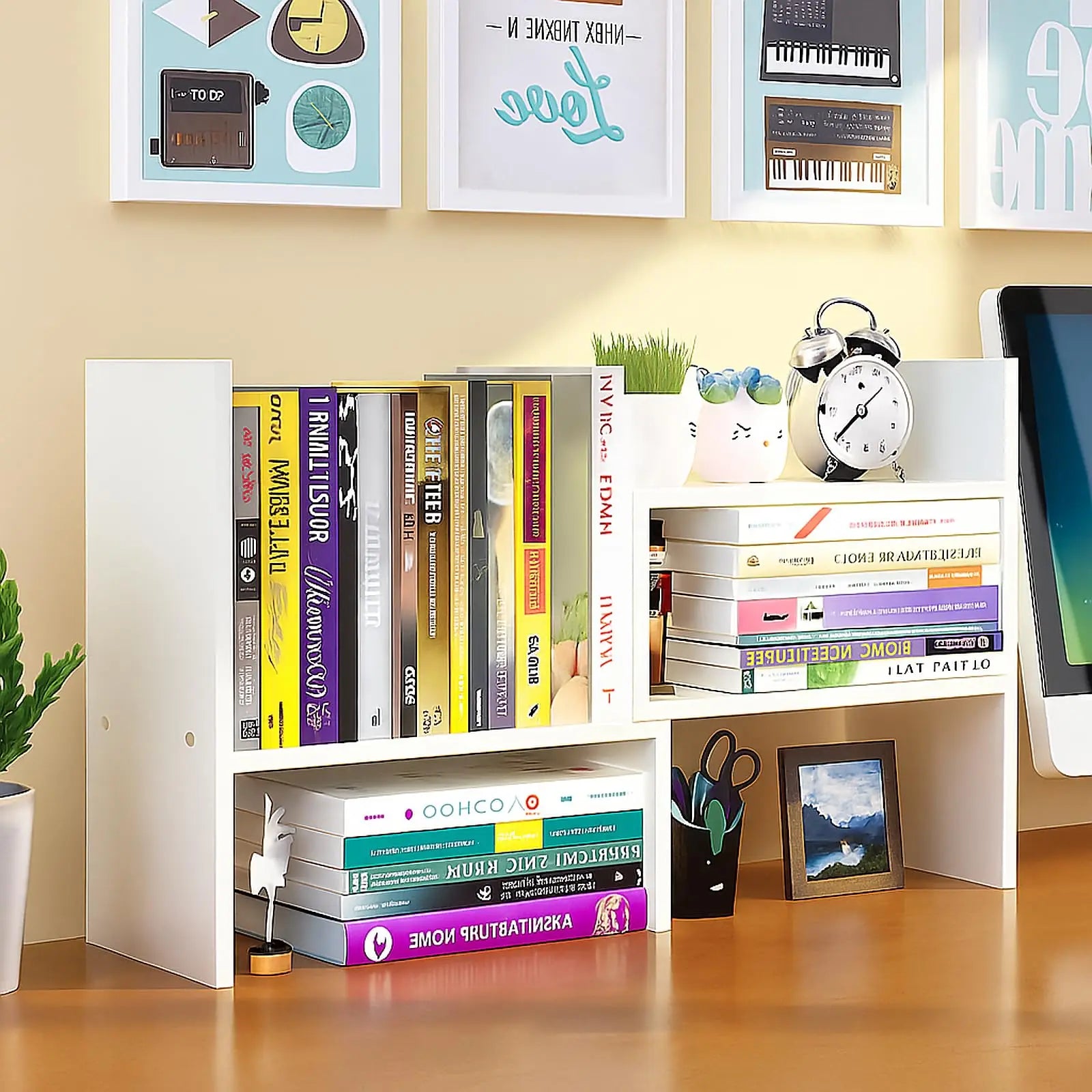 Adjustable Wooden Desktop Shelf Organizer – Office Desk Storage Rack product