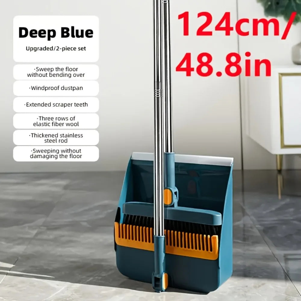 2-Piece Broom and Dustpan Set – Long Handle Household Sweeping Cleaning Kit